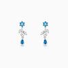 Silver Blue Daisy Earrings