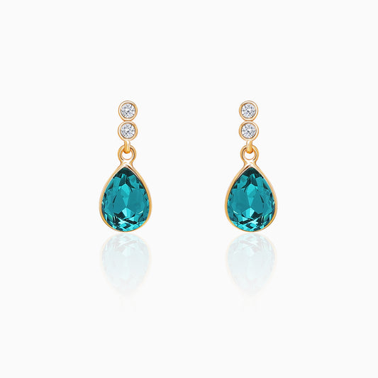 Golden Turquoise Blue Tear Drop Earrings