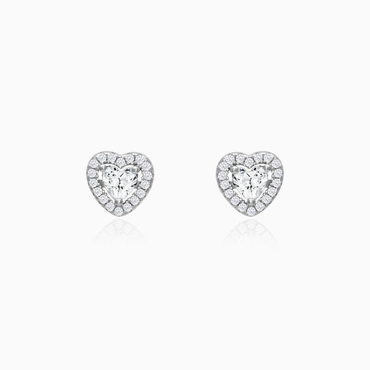 Silver Shimmer Heart Stud Earrings