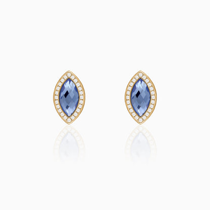 Golden Sapphire Blue Marquise Earrings