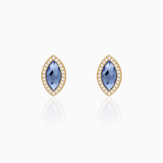 Golden Sapphire Blue Marquise Earrings