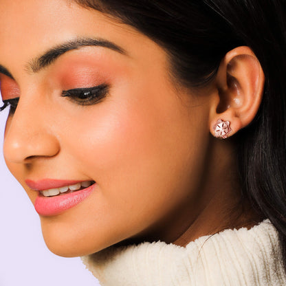 Rose Gold Flower Stud Earrings