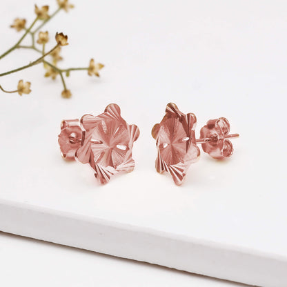 Rose Gold Flower Stud Earrings