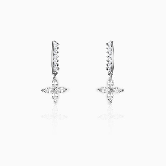 Silver Zircon Floret Drop Earrings