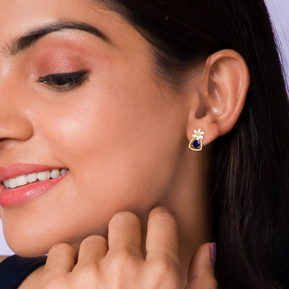 Golden Forever In Blue Earrings