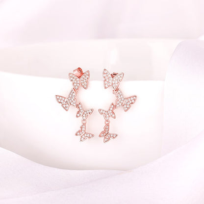 Rose Gold Wavering Wings Earrings