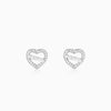 Silver Mother's Heart Stud Earrings