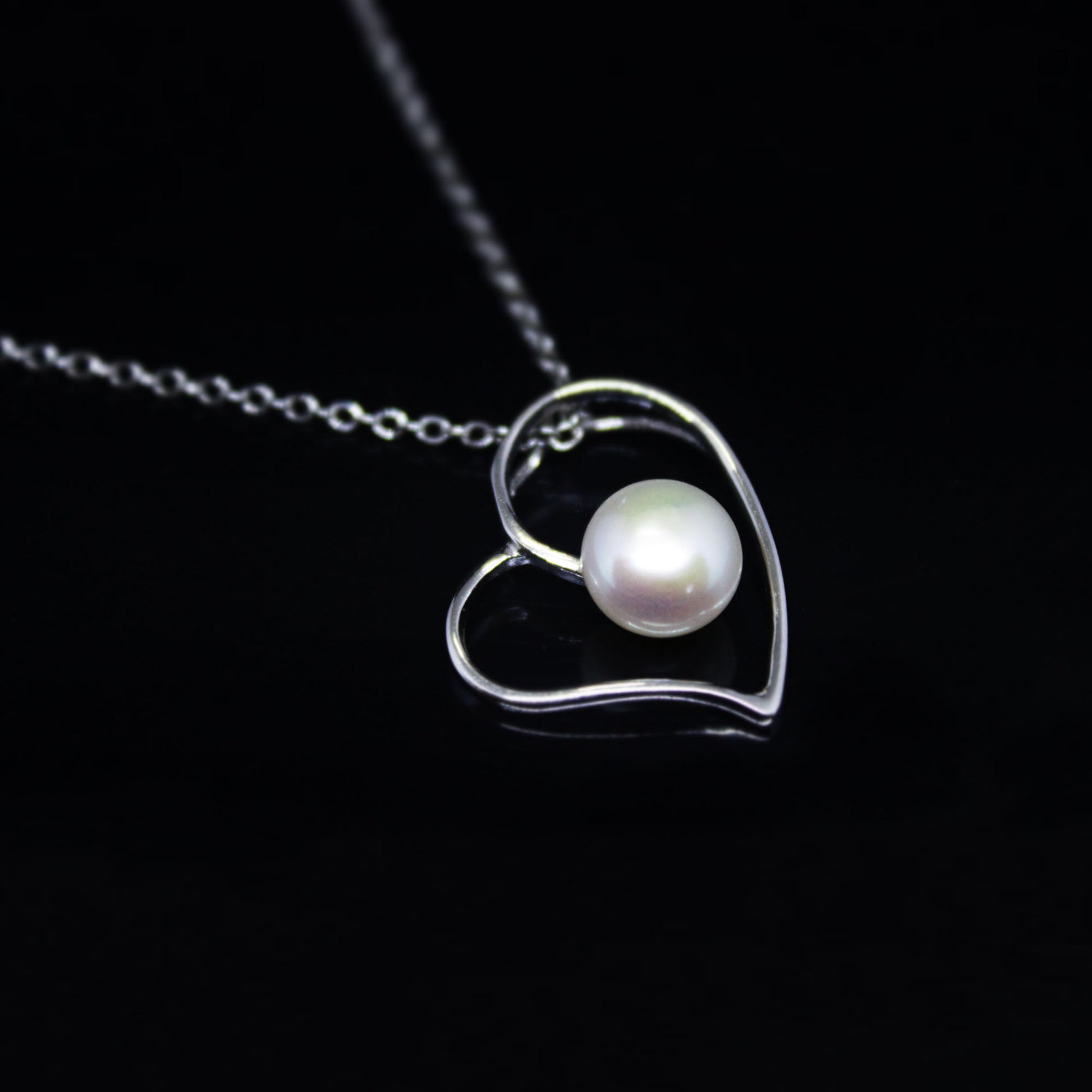 Silver Pearl Heart Pendant-GIVA Jewellery