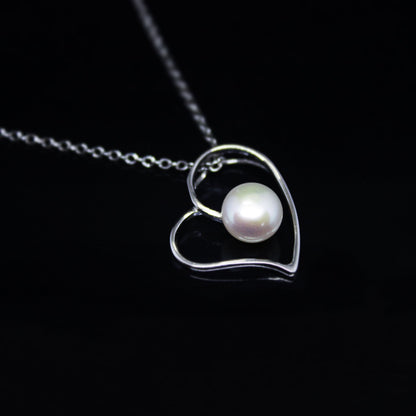 Silver Pearl Heart Pendant-GIVA Jewellery