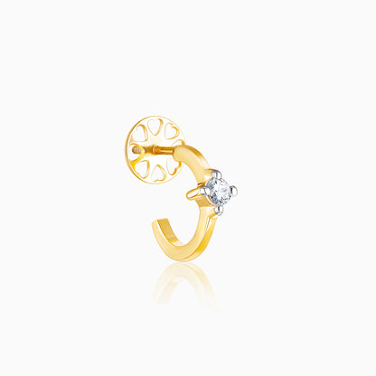 Gold Solitaire Hoop Diamond Earrings