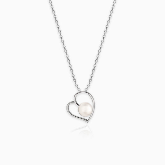 Anushka Sharma Silver Pearl Heart Pendant With Silver Link Chain