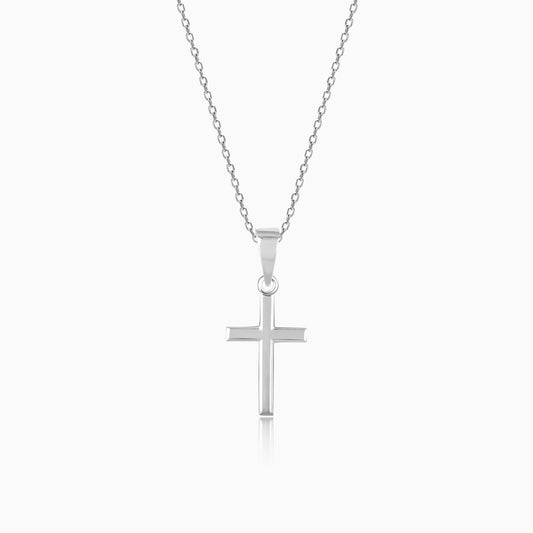 Silver Blessed Holy Cross Pendant with Link Chain