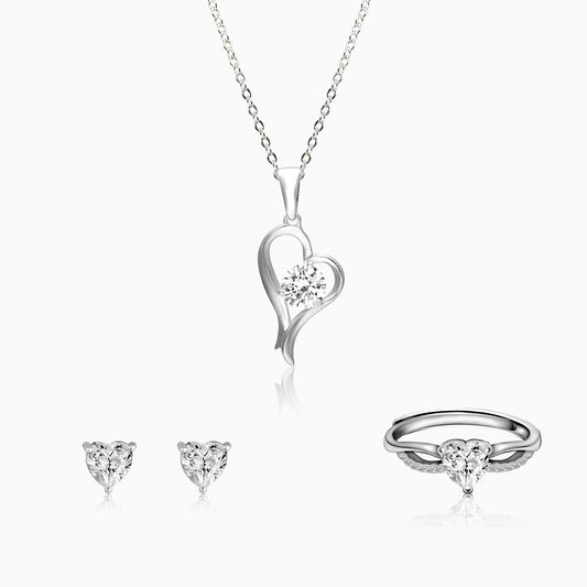 Silver Shape of Heart Set