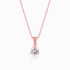 Rose Gold Classic Zircon Pendant with Link Chain