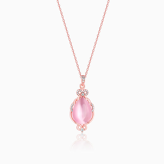 Rose Gold Pink Pendant with Link Chain