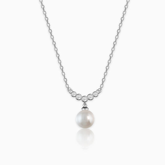 Silver Minimal Pearl Necklace