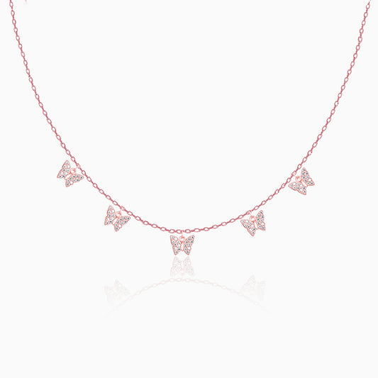 Rose Gold Wavering Wings Butterfly Necklace