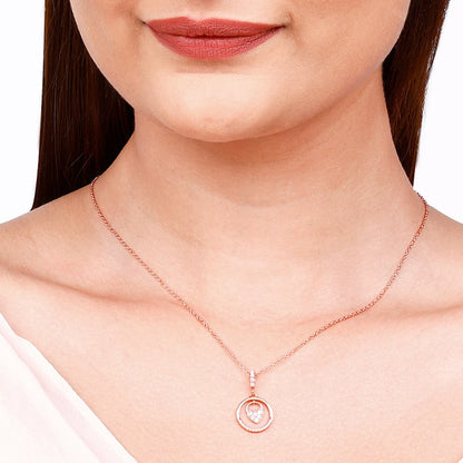 Rose Gold In The Circle of Your Love Pendant with Chain