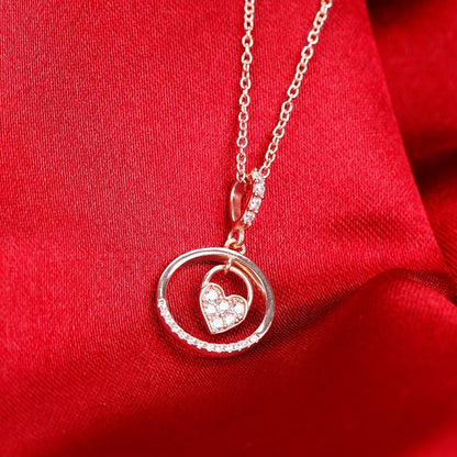 Rose Gold In The Circle of Your Love Pendant with Chain