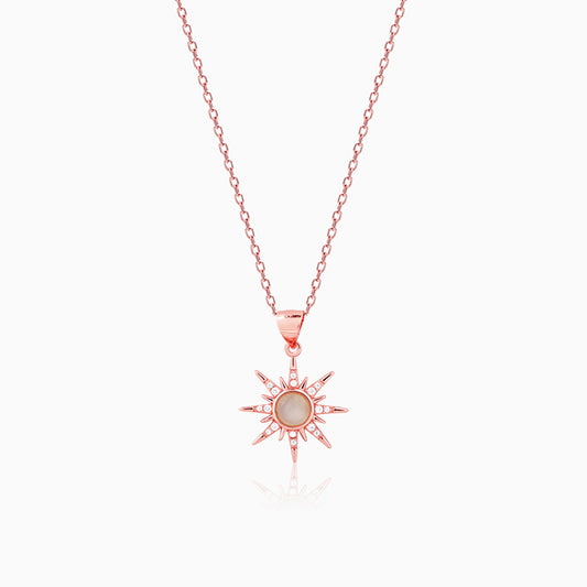 Rose Gold Solar Flare Pendant with Link Chain