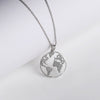 Silver Zircon World Pendant with Link Chain