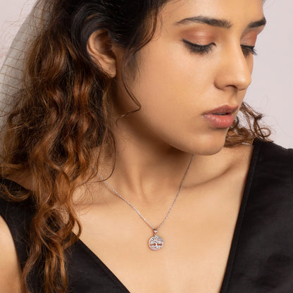 Silver Rainbow Tree of Life Pendant with Link Chain