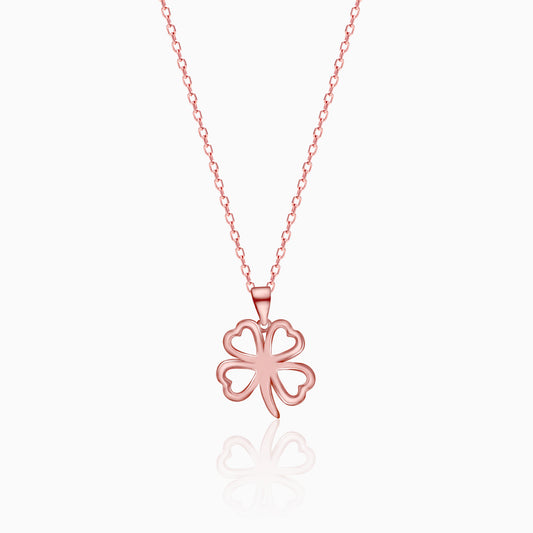 Rose Gold Clover Pendant with Link Chain