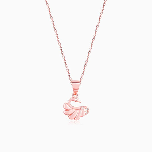 Rose Gold Graceful Swan Pendant With Link Chain