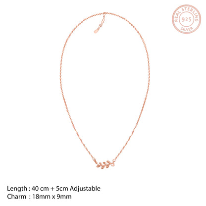Rose Gold Minimal Leaf Pendant