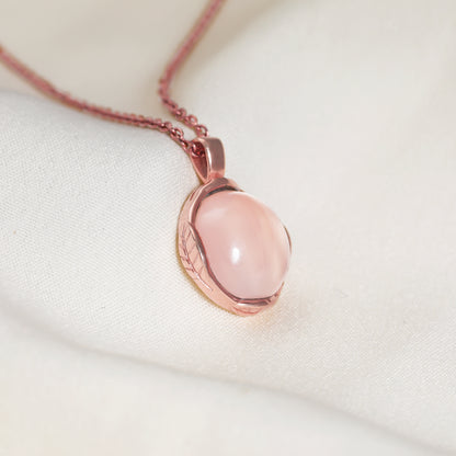 Rose Gold Pink Chalcedony Pendant