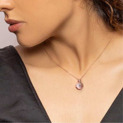 Rose Gold Studded Trinket Pendant With Link Chain