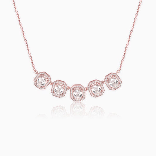 Rose Gold Baguette Bunch Necklace