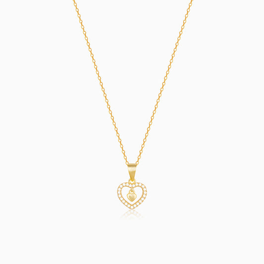 Golden Love Droplet Pendant With Link Chain