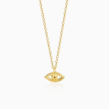 Golden Evil Eye Zircon Pendant With Link Chain
