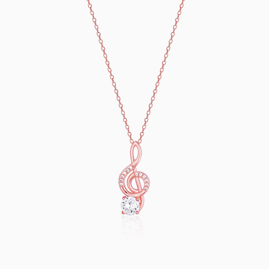 Rose Gold Clef Pendant With Link Chain