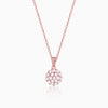 Rose Gold Zircon Flower Pendant With Link Chain