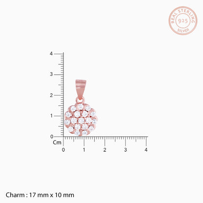 Rose Gold Zircon Flower Pendant With Link Chain