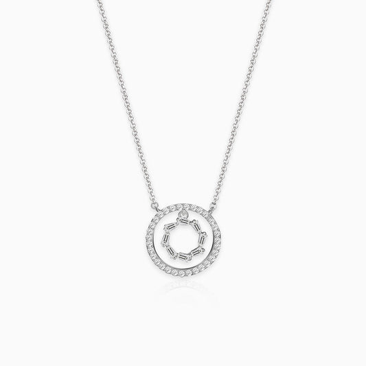 Silver Zircon Halo Necklace
