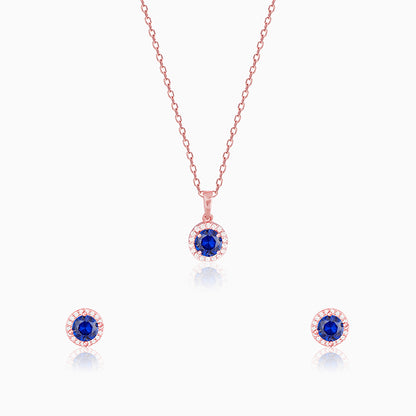 Rose Gold Blue Velvet Set