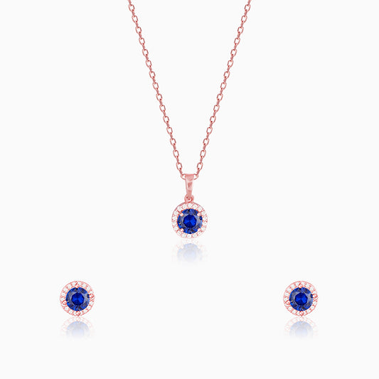 Rose Gold Blue Velvet Set