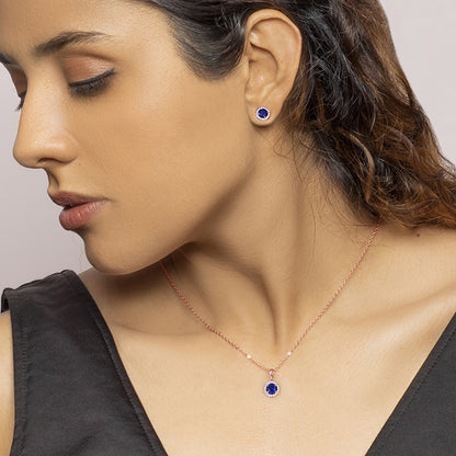 Rose Gold Blue Velvet Set