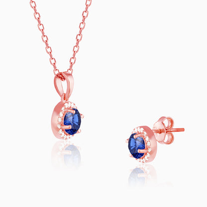 Rose Gold Blue Velvet Set