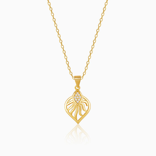 Golden Sun Leaf Pendant With Link Chain
