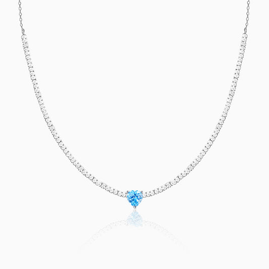 Silver Blue Heart Choker Necklace
