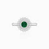 Silver Zircon Emerald Sunshine Ring