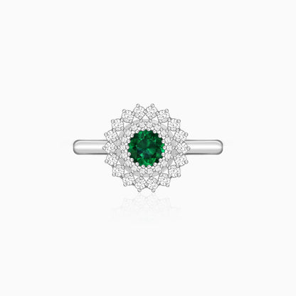 Silver Zircon Emerald Sunshine Ring