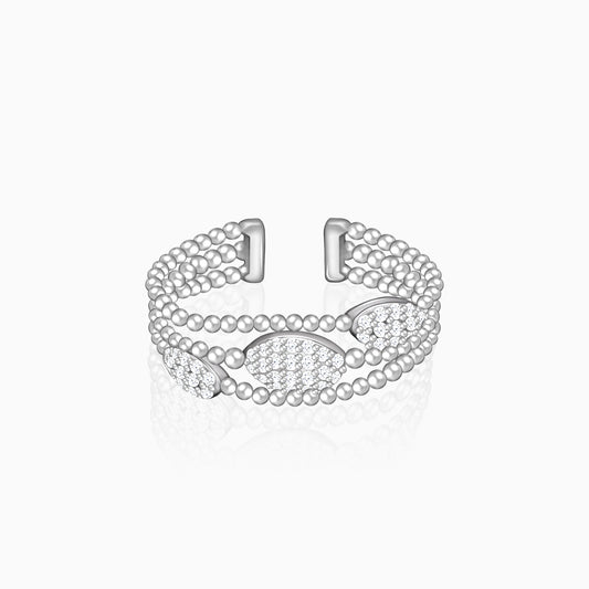 Silver Layered Bead Ring