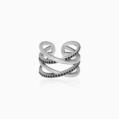 Kriti Sanon Silver Weave Black Zircon Ring
