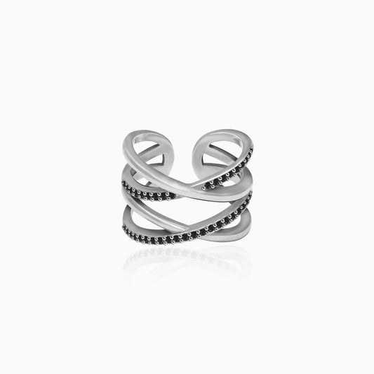 Kriti Sanon Silver Weave Black Zircon Ring