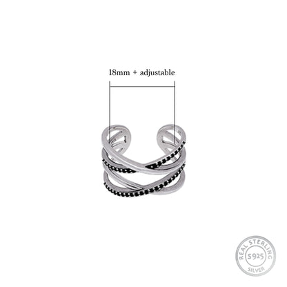 Kriti Sanon Silver Weave Black Zircon Ring